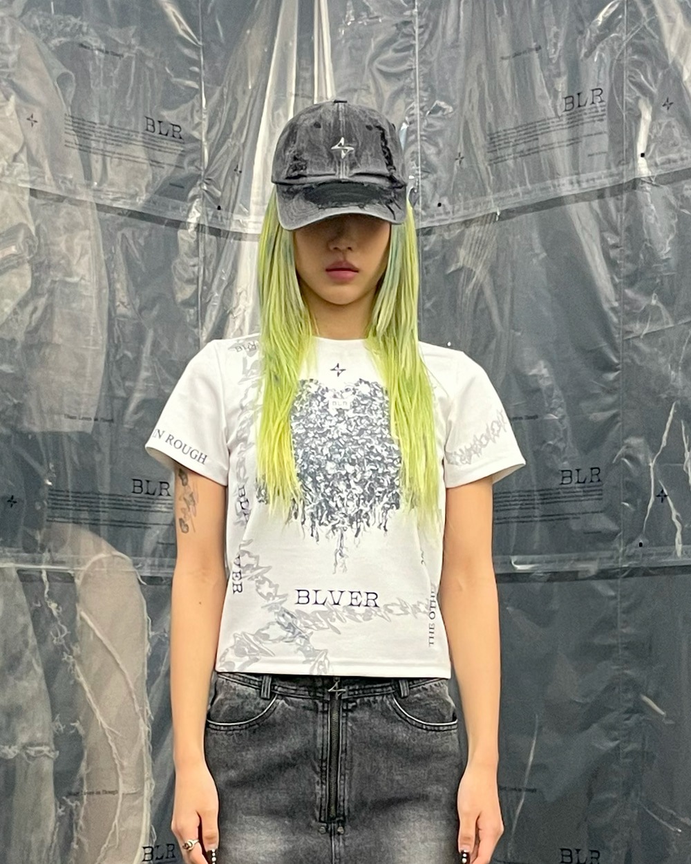 【BLR】 GRUNGE DENIM CAP CHARCOAL