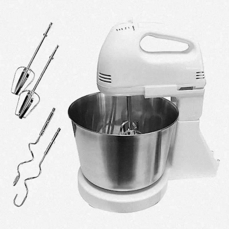 [東京Deco] 2way 電動ミキサー ハンドブレンダー ビーター ニーダー付属 泡立て・混ぜる ボウル付き ホワイト [スタンドにセットすれば効率良く調理が可能 ] マルチ クイック 電動式 ミキ