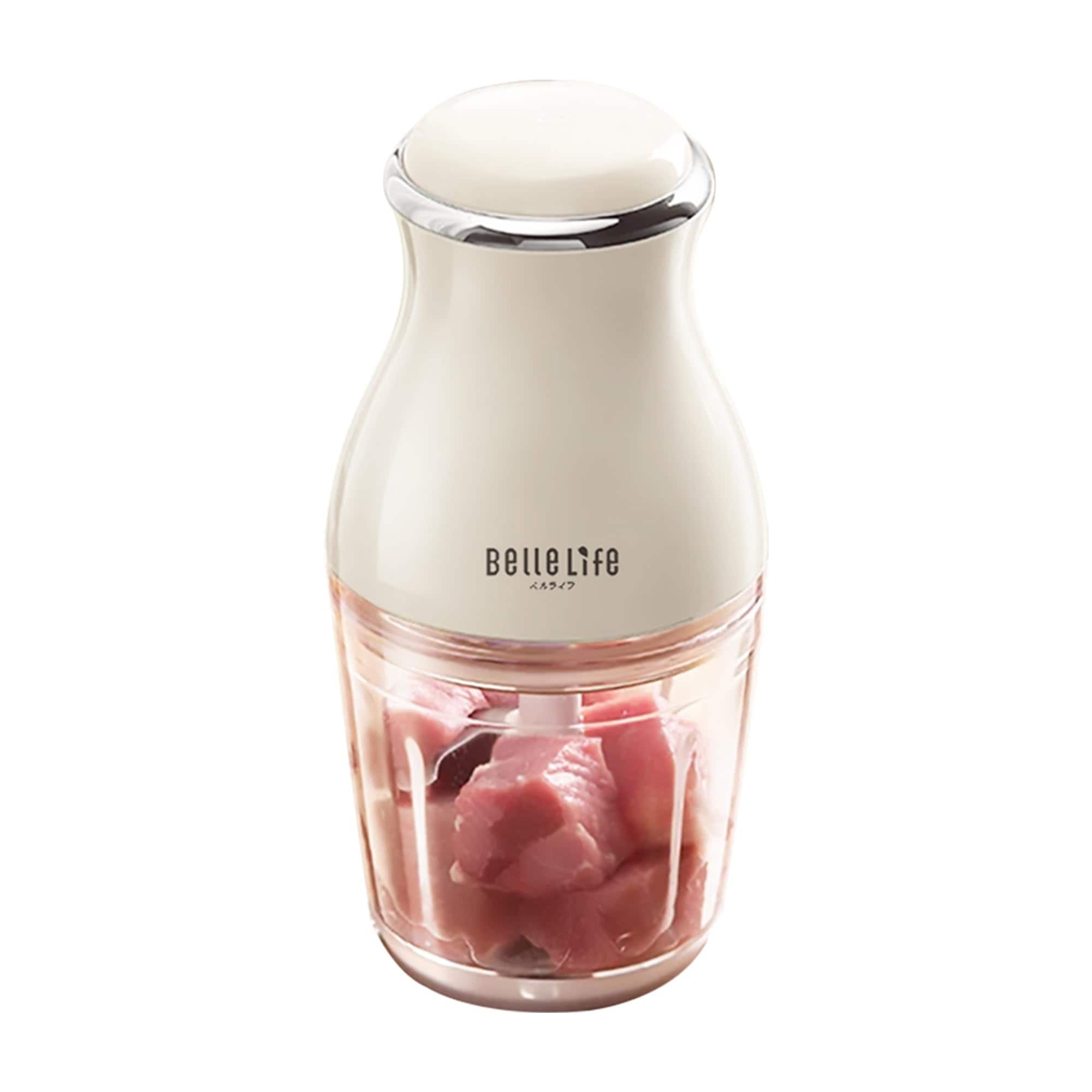 BelleLife フードプロセッサー チョッパー フードチョッパー 肉挽き器 ミキサー みじん切り器 1台6役 アイスクラッシャー かき氷器 ブレンダー 離乳食 ペースト レシピ200品 電動 潰す