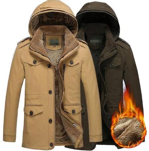 メンズ厚手裏起毛ジャケット5色ミドル丈綿入ジャケット裏起毛ジャンパ厚ボアブルゾンウォッシャブルミリタリーモッズコート