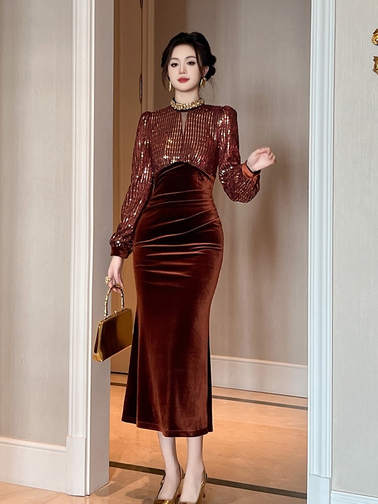 【JY.上品】 秋 大人 キラキラ タイト ワンピース ドッキング ドレス パーティー キャバ 大人 同窓会 披露宴 卒業式 結婚式 演奏会 ウェディング 二次会 メガ割