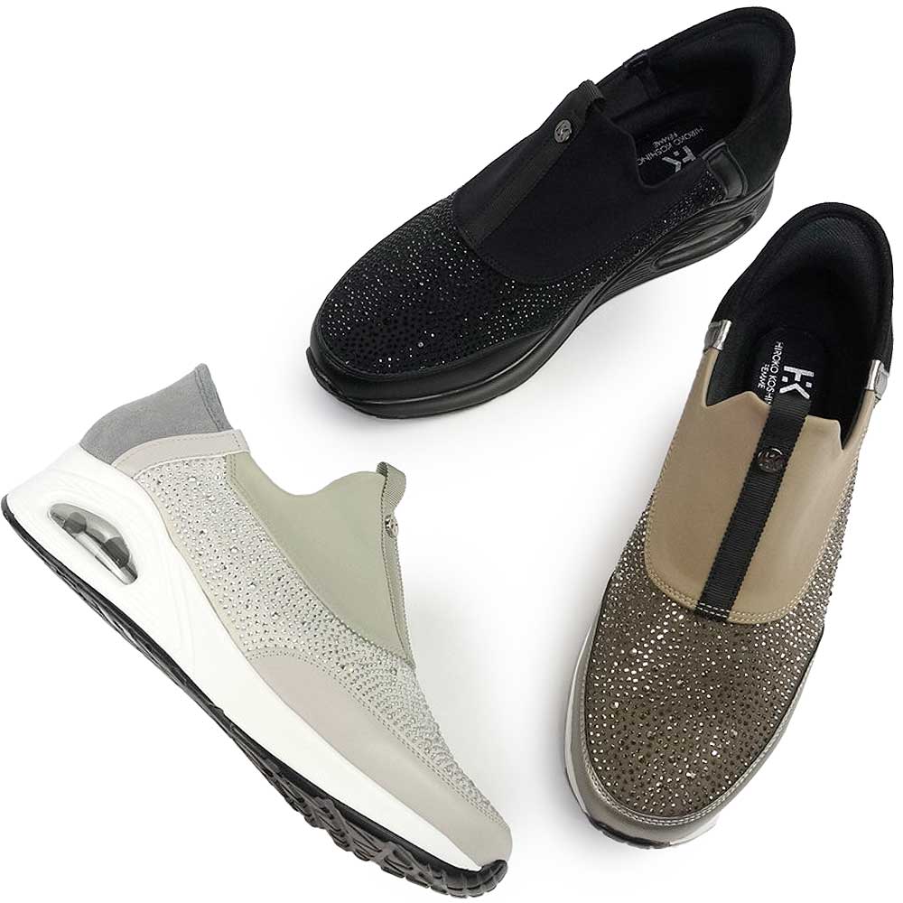 ヒロココシノ ファム HRL2010 スニーカー レディース 撥水 ニット 幅広 エアー 履きやすい 軽量