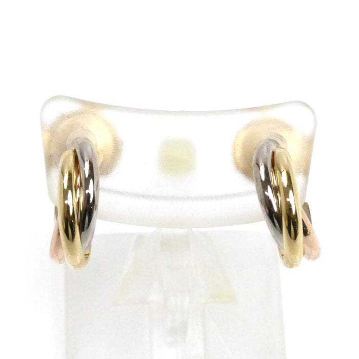 CARTIER カルティエ K18PG ピンクゴールド K18YG イエローゴールド K18WG トリニティ ピアス B8301540 4.6g レディース 中古 美品