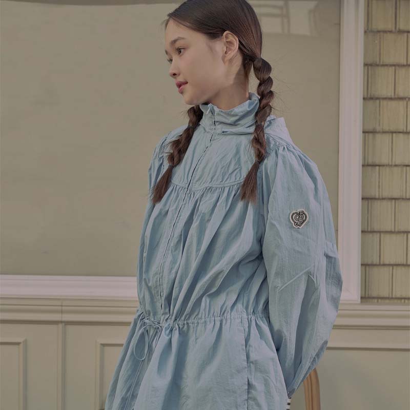 SHIRRED RIBBON WINDBREAKER_Blue