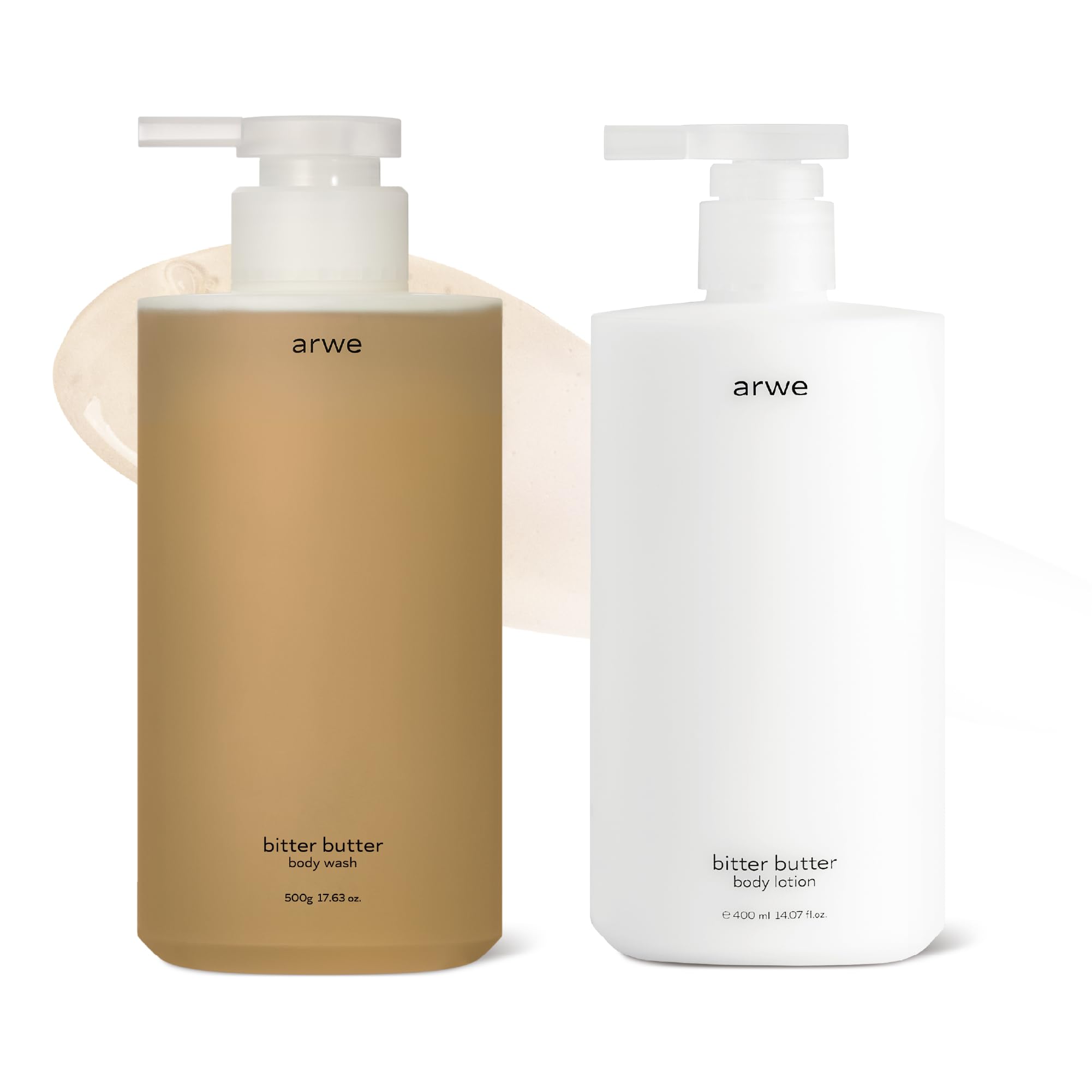 【アルベ】 ビターバター ボディウォッシュ 500ml / 自然由来/弱酸性ボディケアソープ/保湿/次世代角質スクラブ PHA&LHA/香水香り/大容量 (ボディウォッシュ & ボディローション セッ