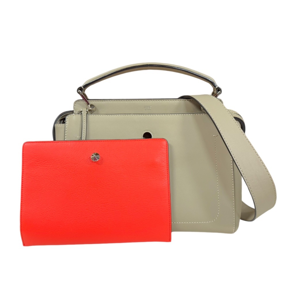 フェンディ ドットコム ショルダーバッグ レザー 8BN293 ベージュ FENDI 中古