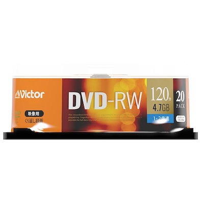 他サイト： Victor VHW12NP20SJ1 2倍速対応DVD-RW 20枚パック4.7GB ホワイトプリンタブル VHW12NP20SJ1の商品画像