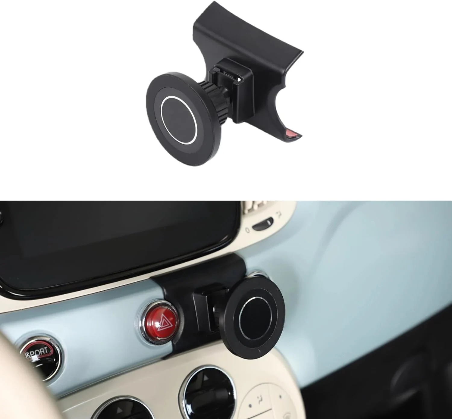 フィアット 500 2007年～現行に専用 スマホホルダー 車 携帯電話ホルダー マグネットスマートフォン用 車載ホルダー スマホ スタン 強力磁石 360度回転 取り付け簡単 新版 全機種に対応