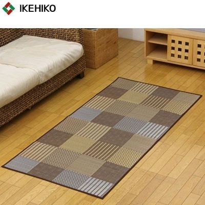 イケヒコ・コーポレーション 純国産 い草花ござ 『DX京刺子』 ブラウン 江戸間1畳(約87×174cm)(裏:不織布) 4114301 【送料無料】