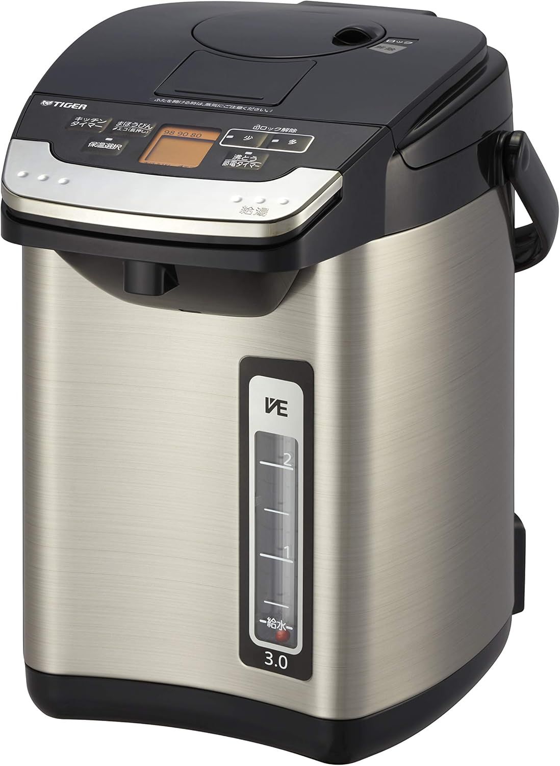 電気ポット 蒸気レス 節電VE保温 7つの安心・安全構造 お湯計量機能付き とく子さん 3L ブラック PIG-J300K