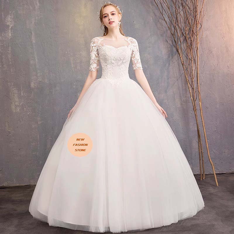 ウエディングドレス韓国版肩長袖ウエディングドレス