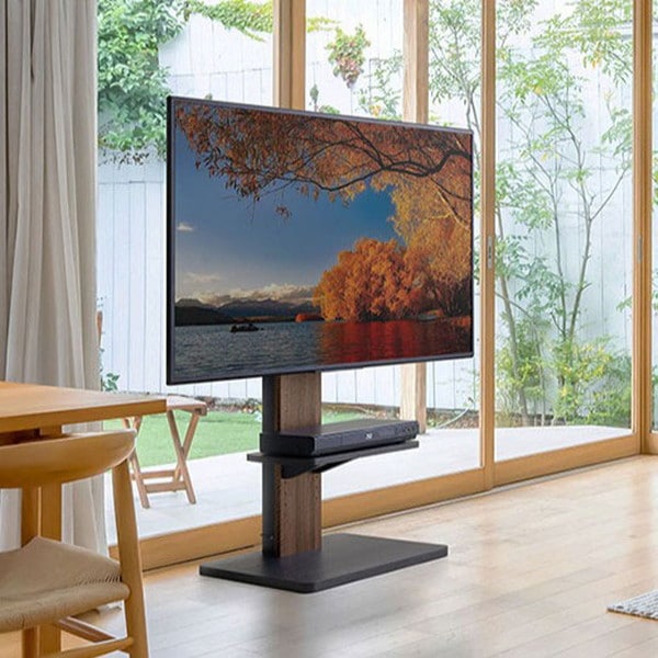 WS-J600-BK 左右首振り機能付き 壁寄せTV台 ダークブラウン×ブラック