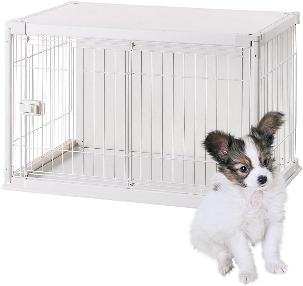 アイリスオーヤマ 犬 サークル ウッディサークル インテリア ホワイト 小型犬用 幅97.5×奥行66.5×高さ63.5cm PIWS-960