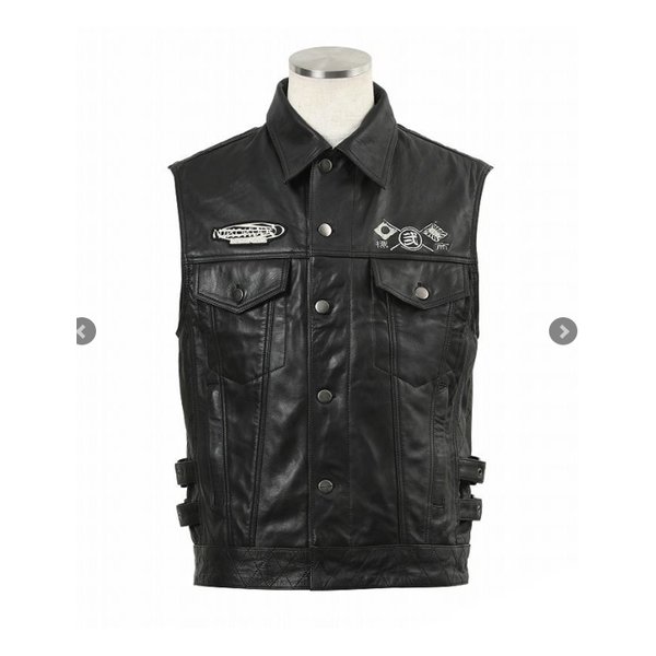 WBJN-90 ミッドナイトライドレザーベスト ブラック Mサイズ 弐黒堂