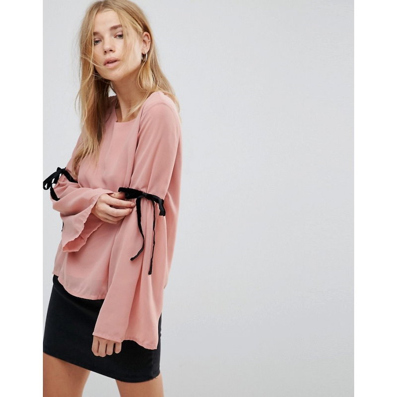 ヴェロモーダ レディース トップス【Vero Moda Tie Sleeve Top】Ash rose ヴェロモーダ レディース トップス【Vero Moda Tie Sleeve Top】Ash rose