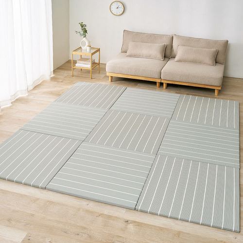 【メーカー直送品】萩原 【9枚組】い草風置き畳 コトリナ 約82×82×2.5cm グレー