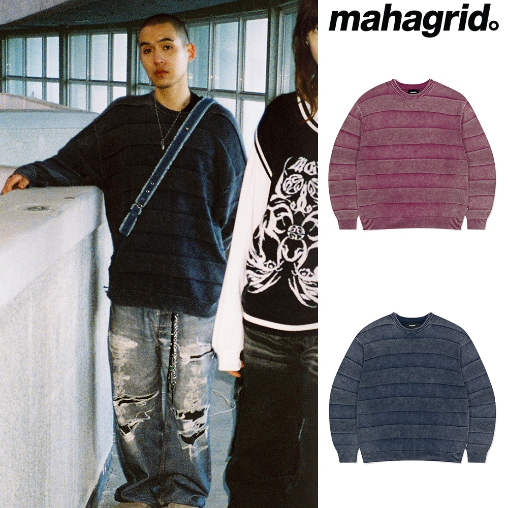 [mahagrid] WASHED STRIPE KNIT