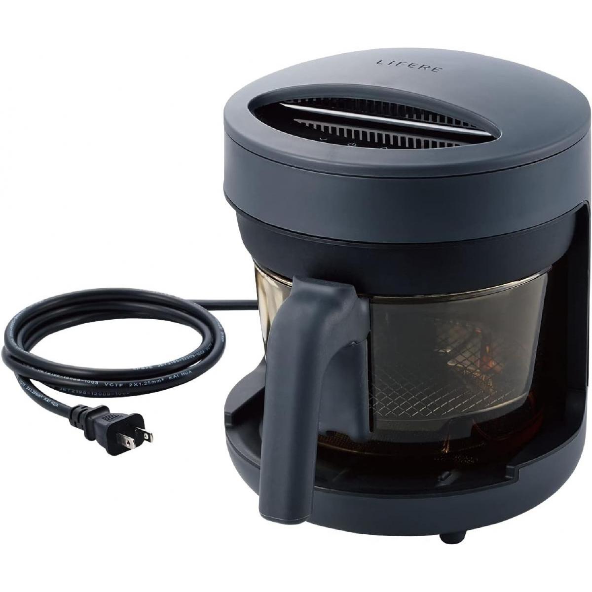 エレコム LiFERE ポット型 コンベクションオーブン ブラック 黒 HAC-AFP01BK 熱風調理 電気フライヤー フライヤー 揚げ物 リベイク 調理家電 ELECO