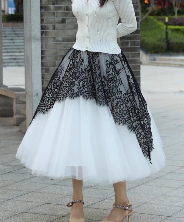 レディース スカート 膝下 7分丈 レース かわいい 大人可愛い きれいめ 上品 おしゃれ 秋 冬 OL デート お出かけ 女子会 休日 合コン 韓国 オルチャン コーデ 体型カバー 普段使い