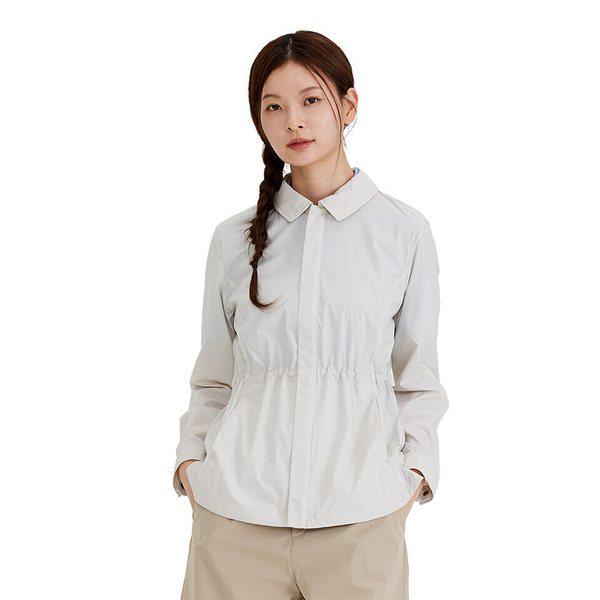 女性アウトドア夏用ウィンドブレーカージャケット LD バブリーカラー ジャケット オートミール_CC