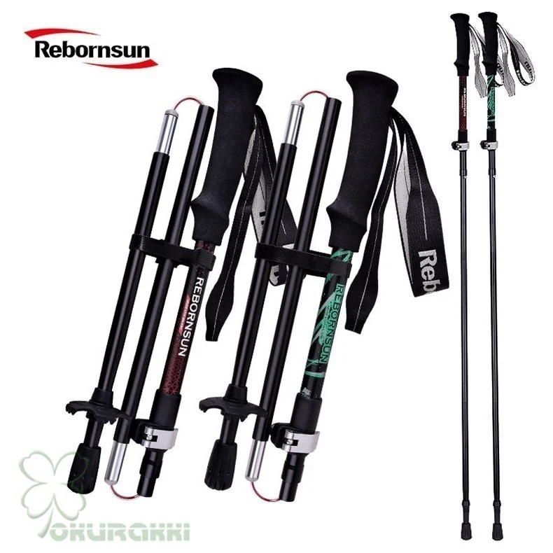 アウトドア 登山ストック 折り畳み 伸縮 調整可能 護身用 カーボン 軽量 ストック 石突 スティック 杖 ウォーキングポール 登山用2408dszh04