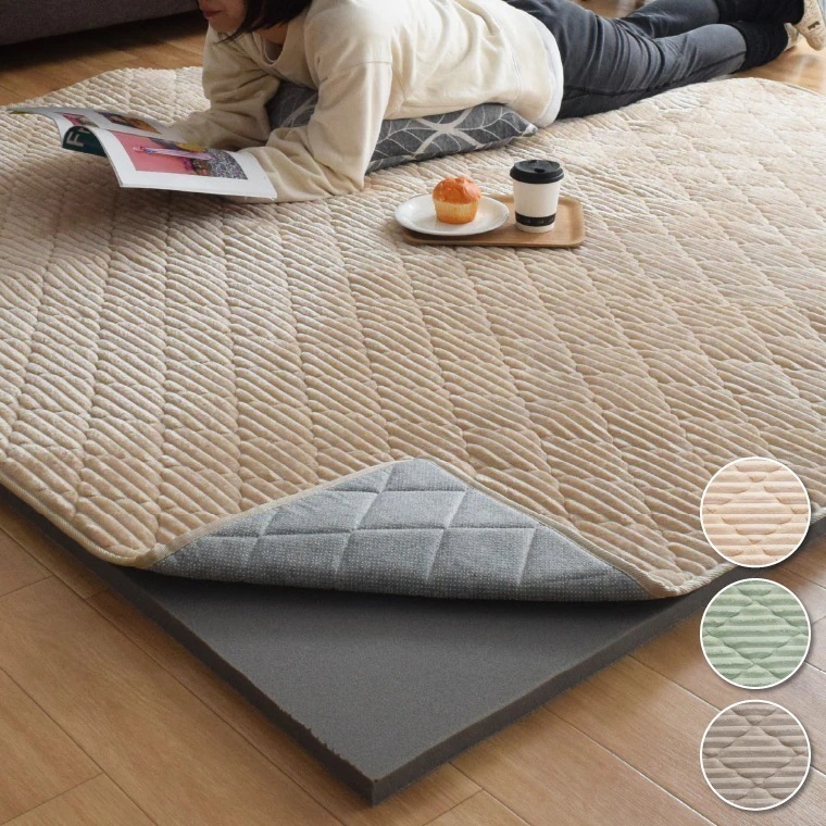 洗える ラグ セット カーペット 約190x190cm 2畳 下敷きラグ 約180x180cm 遮音 ラグマット ウレタン 可愛い 防ダニ 抗菌 防臭 ホットカーペット あたたか 滑り止め 無地
