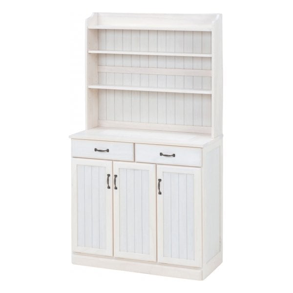 キッチンカウンター ホワイトウォッシュ 幅87cm 食器棚 キッチン収納 MUD-6533WS