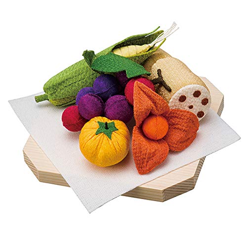 【お仏壇のはせがわ】 お盆飾り 日本製 ちりめん お供物セット 台付アソート高さ8台幅12奥行12cm4546782048459