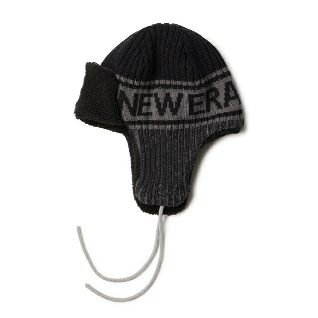 NEWERA ニューエラ ニット トラッパー ニューエラ ブラック ボンバーキャップ フライトキャップ 耳あてつき帽子 防寒 アウトドア 帽子 キャップ MENS メンズ　男性 NEW ERA パイ