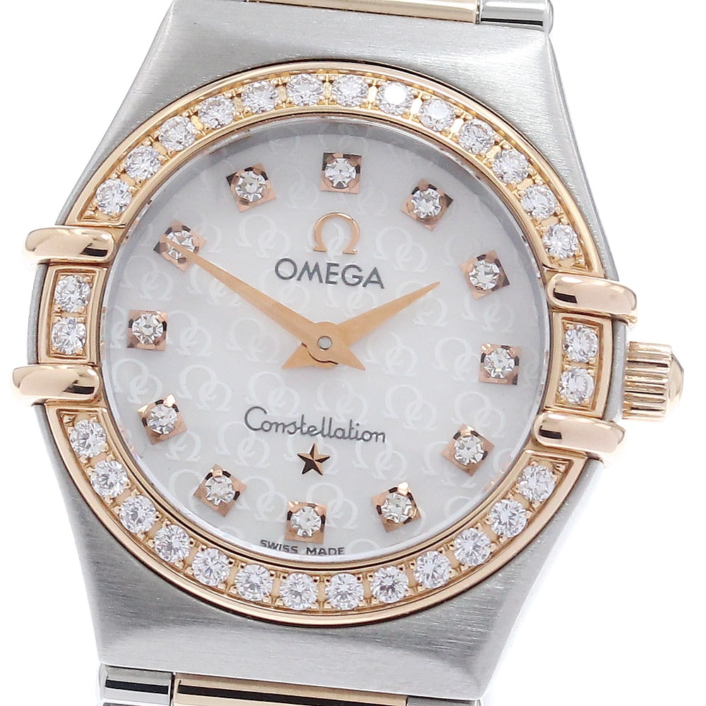 オメガ OMEGA 1360.75 コンステレーショ ミニ 12P ダイヤベゼル クォーツ レディース 保証書付き_962066【中古】