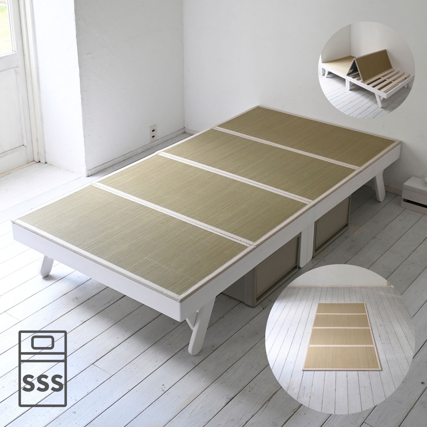 畳ベッド 折りたたみ 折りたたみベッド い草 畳 木製 パタントベッド セミシングルショート ホワイトウォッシュ(ラッカー塗装) 20,589円