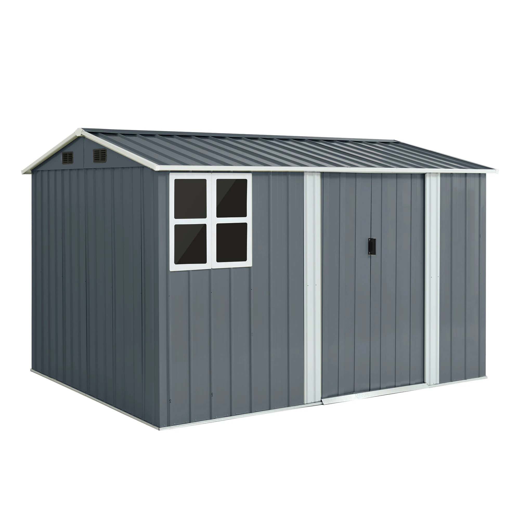 1687物置 屋外 スチール 倉庫 床材補強フレーム付き 戸外収納庫 幅290*奥行き232*高195 物置き おしゃれ 大型 収納庫 屋外物置 防さび ベランダ 防水 ドア スチール物置 屋外収納