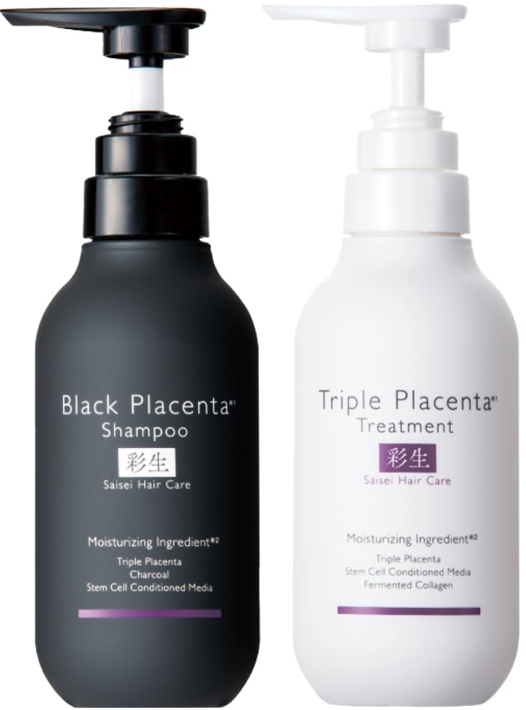 ヒト毛根幹細胞順化培養液 エイジングケア シャンプー トリートメント セット 各300g 彩生 3種のプラセンタ配合 無添加 ムスクの香り ボリュームアップ うねり ダメージ補修