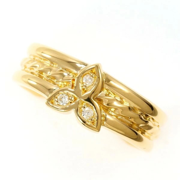 K18 18金 YG イエローゴールド リング 指輪 12号 ダイヤ 0.03 ジュエリー 中古