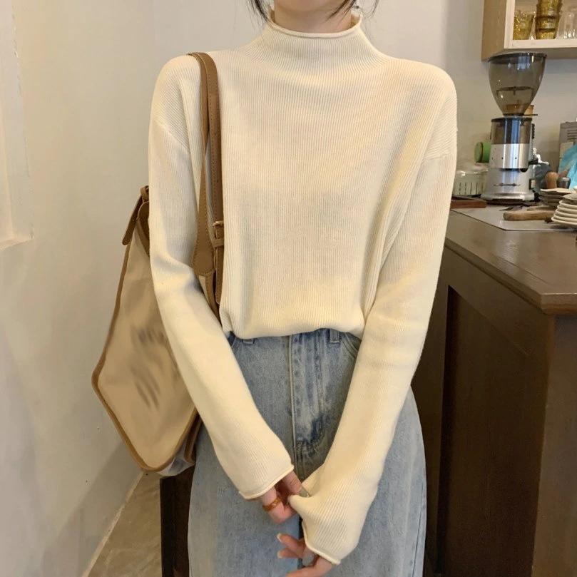 クーポン セーター 長袖 スタンドカラー ニット ゆるシルエット コーデ 大人 レディース ふんわり 大きめ ベーシック 秋冬 ニット編み トップス カジュアル シンプル 春 夏 秋 タートルネック