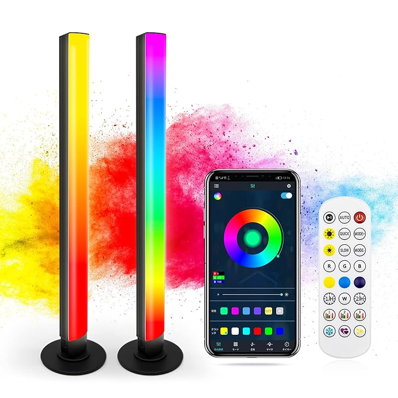 【2個セット】LED ゲームライト ビデオライト RGB色変更 300+照明モード 音楽同期 リズムライト PC&TV用 バックライト 床置き 居間用 ゲーム パーティー など適応 雰囲気ライト 3つ