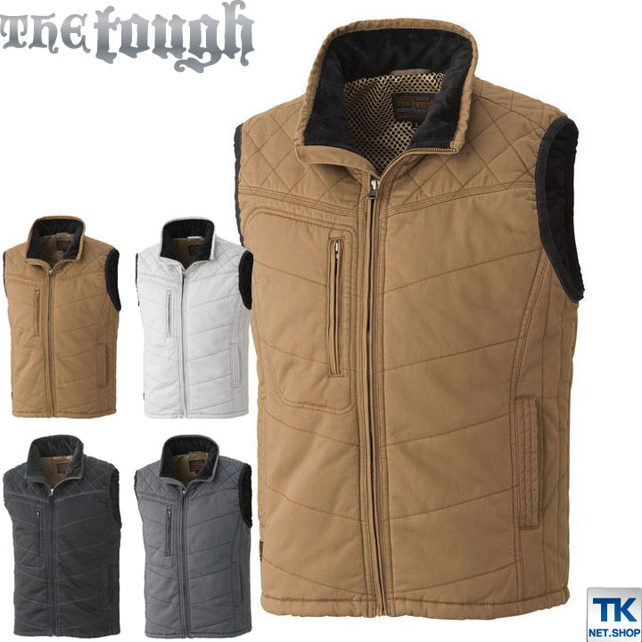 防寒ベスト 防寒 チョッキ The Tough アタックベース メンズ 防寒着 防寒服 作業服 作業着 綿100％ 肩刺し子 秋冬 /at-0130-0-b