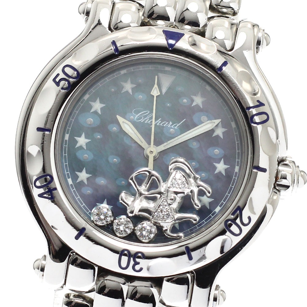 ショパール Chopard 27/8440 ハッピースポーツ ゾディアック サジタリウス デイト ダイヤ クォーツ レディース _935459【中古】
