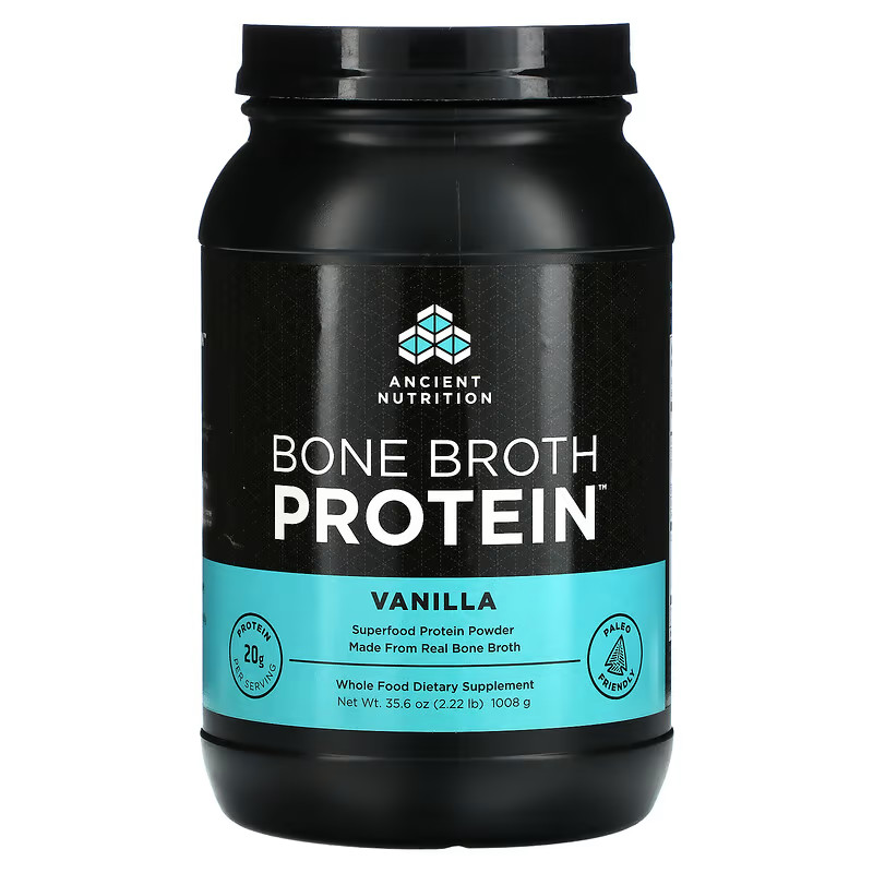 Dr. Axe / Ancient Nutrition　Bone Broth Protein（ボーンブロスプロテイン）バニラ986g（2.17ポンド）