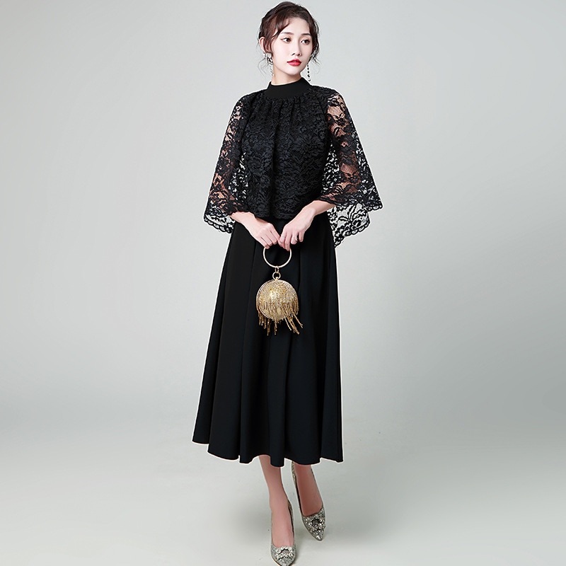 ロングドレス パーティードレス 結婚式 ウェディングドレス 袖あり フレア 上品 着痩せ