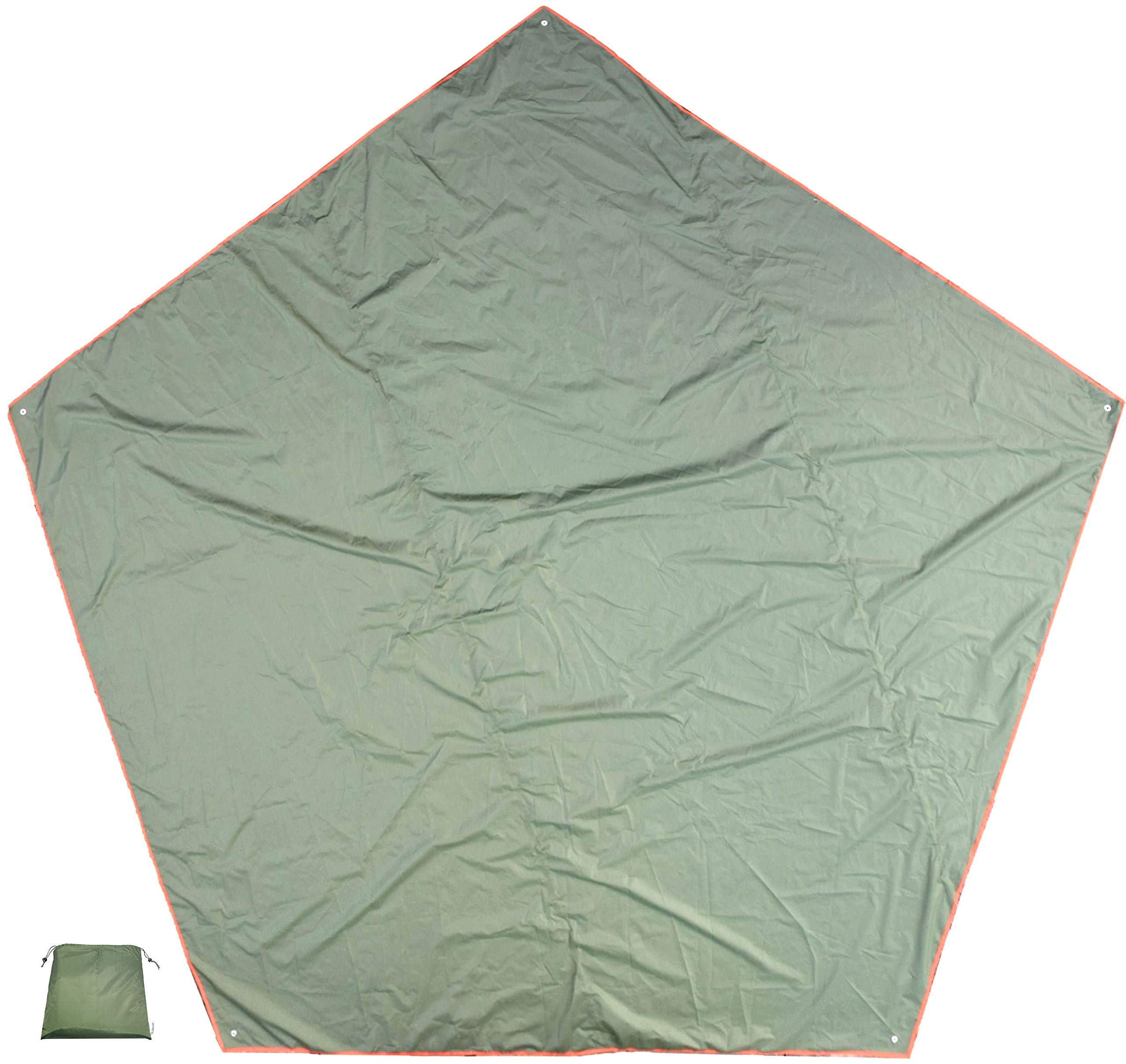 ５角形 グランドシート ペンタゴンタープ キャンプ フットプリント (グリーン, １辺270cm)