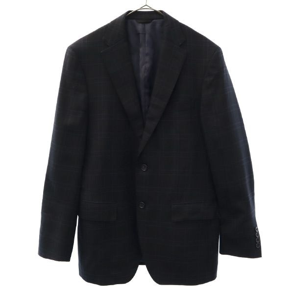 ダーバン ウール チェック柄 テーラードジャケット ブラック×ブルー Durban メンズ