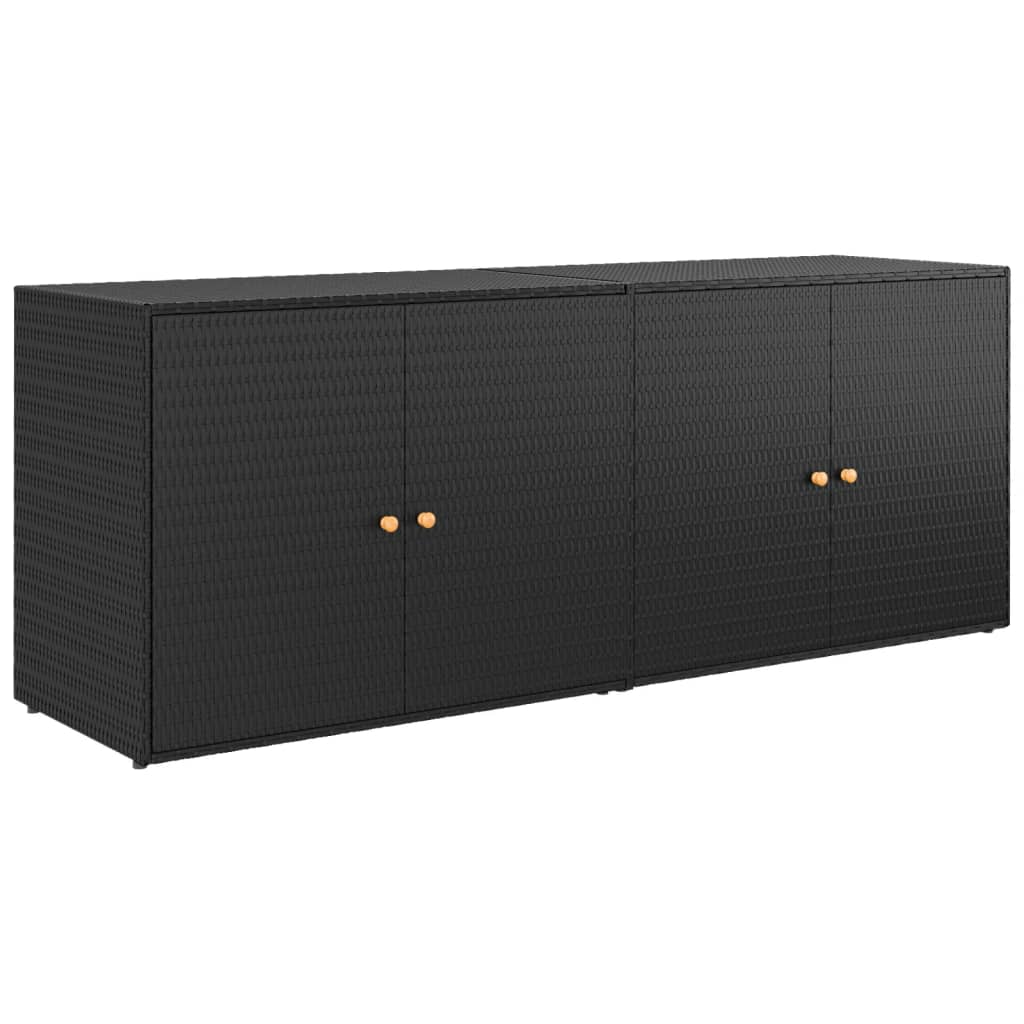 庭用収納キャビネット 198x55.5x80 cm ポリラタン製 ブラック