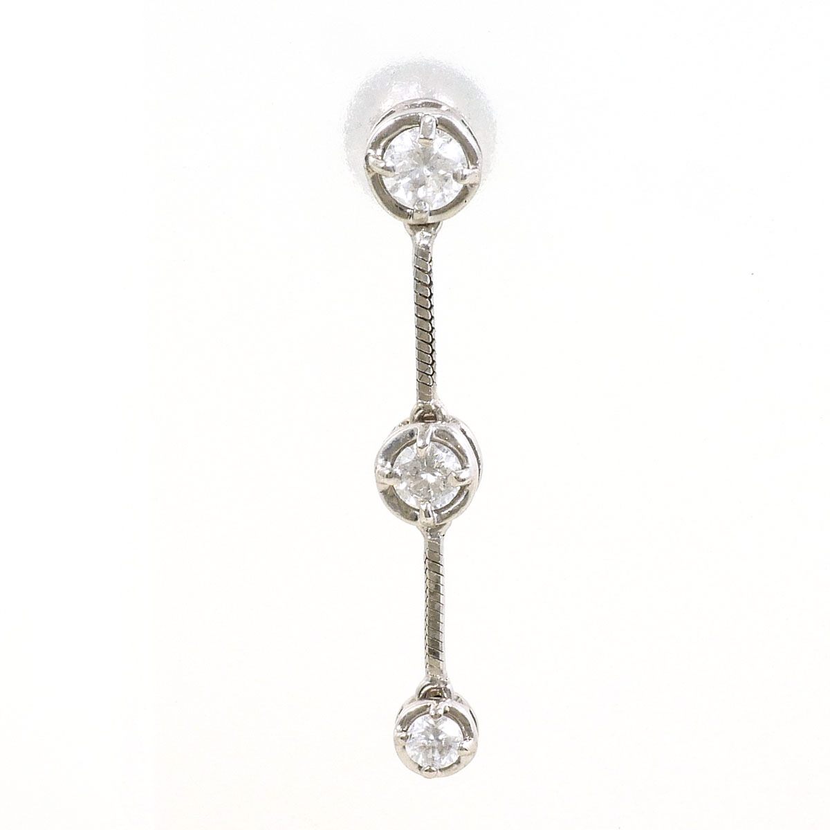 K18 18金 WG ホワイトゴールド ピアス(片耳) ダイヤモンド 0.15ct 総重量約0.4g レディース 中古