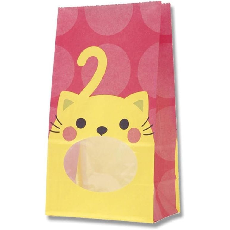 （まとめ買い）シモジマ HEIKO 紙袋 角底袋 窓付袋（内側ラミネート） パックンバッグ No.4 ネコ 50枚 幅130xマチ80x高235mm 004082402 [x3セット]