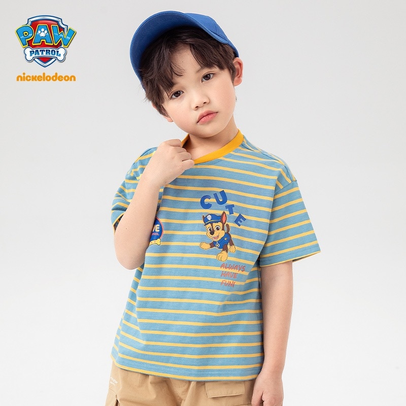 パウパウチームボーイズ半袖tシャツ夏子供用半袖ストライプトップ男の子ラウンドネック漫画ハンサム子供服 6,743円