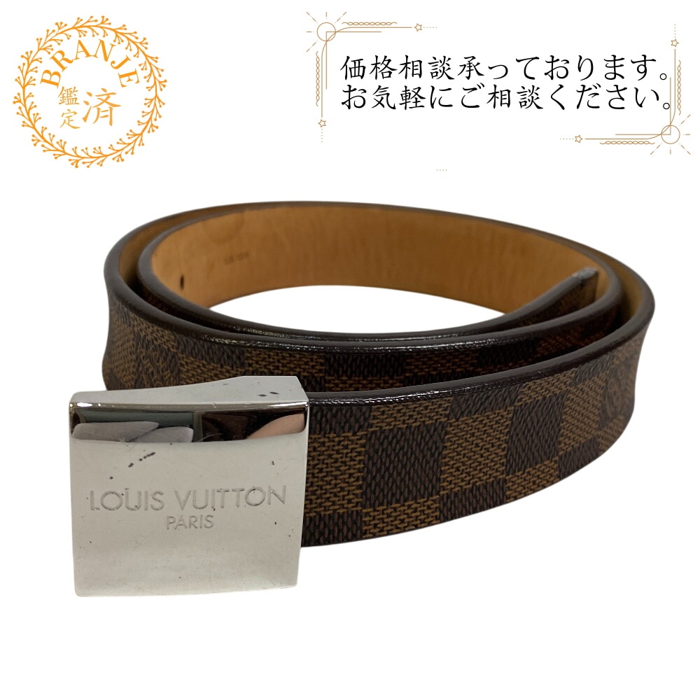 M6803 サンチュール キャレ ダミエ レザー ベルト ブラウン ブランド