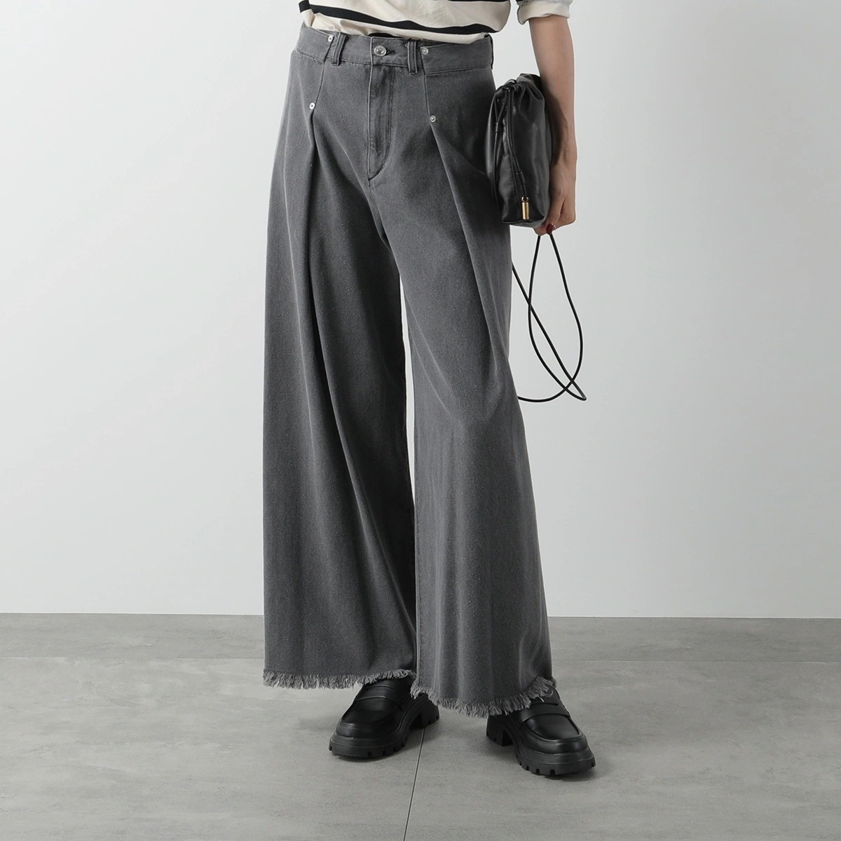 PROVOKE プロヴォーク ジーンズ tuck wide denim PV-050071 レディース デニム タック ワイドパンツ フリンジ ウォッシュ カラー2色 【mega】