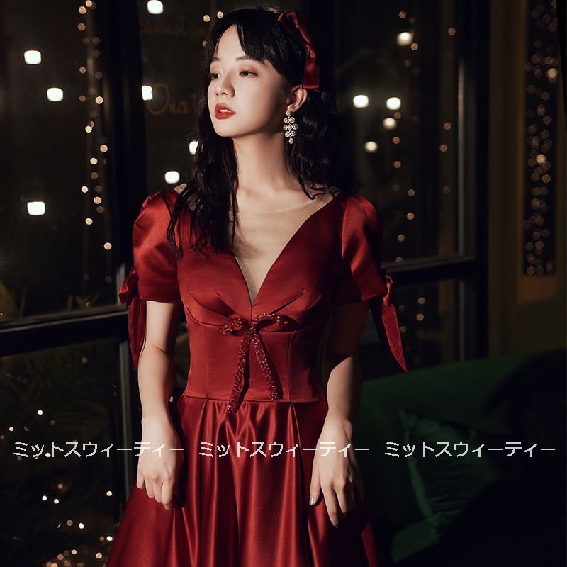 カラードレス 演奏会 安い Aラインドレス 膝下 結婚式 イブニングドレス 二次会 ウエディングドレ