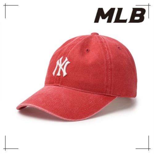 MLB公式正規品 キャップ Basic Washing Unstruck Ball Cap NY (D.Red)